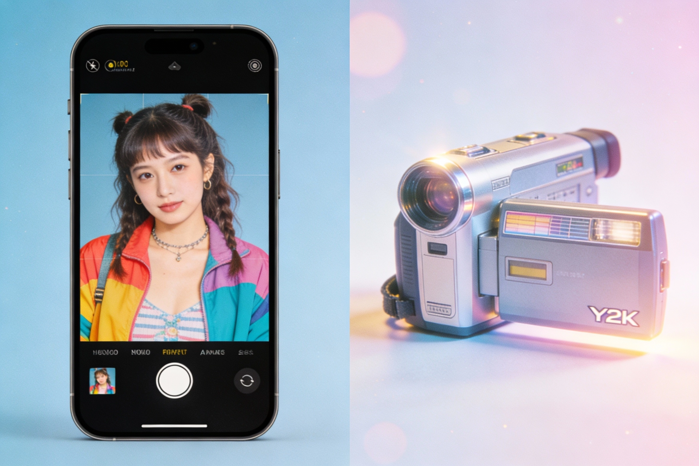 Y2K workflow showcase of y2k style filter feature 1